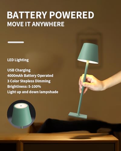 2 Pack Cordless Green Table Lamps (2 Count)