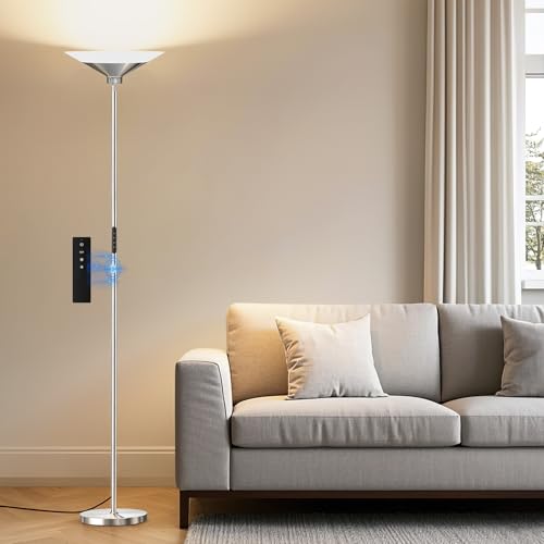 Metallic Silver Torchiere Floor Lamp