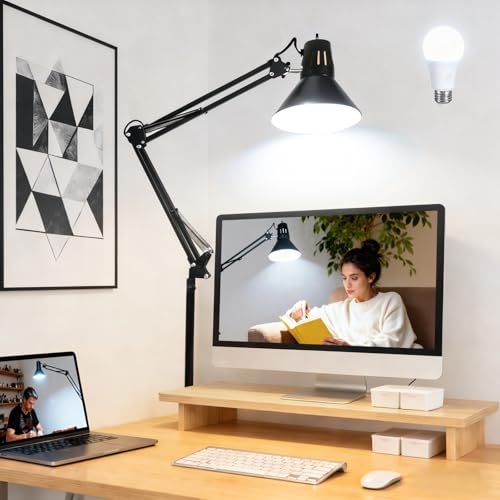 Black Desk Lamp with Clamp
