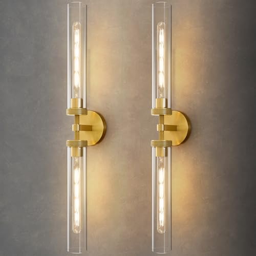 Knurled Brass Tube Wall Sconce (2 Count)