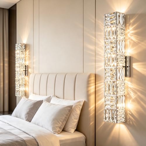24 Inch Luxury Crystal Wall Sconce Chrome Wall Lighting
