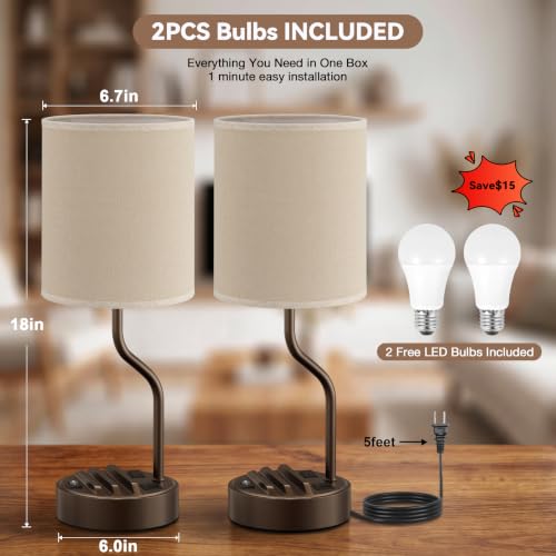 Bedside Lamps for Bedroom Set (2 Count)