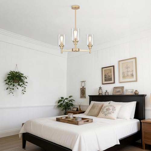 3 Light Gold Chandelier 23"
