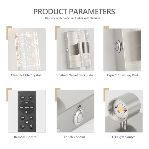 Battery Operated Wall Sconces Set of 2 (2 Count)