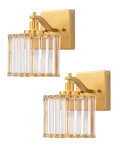 Modern Gold Crystal Wall Sconces Set of 2