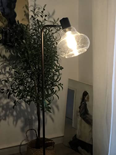 8 Inch Globe Pendant Light Bubble Glass Industrial Kitchen Island Hanging Pendant Light Fxiture Modern Hand Blown Seeded Glass for Farmhouse Dining Room Bar Bedroom Living Room Black