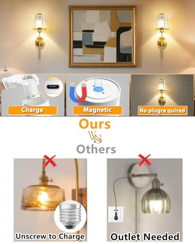 19.3 Inch Crystal Battery Operated Wall Sconces Set of 2