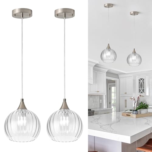 Brushed Nickel Pendant Lights Kitchen Island (2 Count)