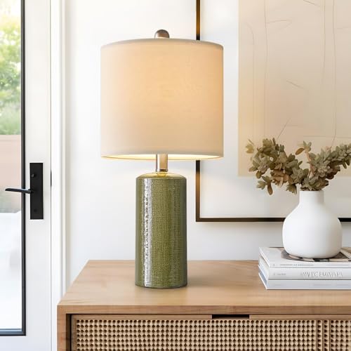 20.25" Small Single Table Lamp for Bedroom Modern Ceramic Nightstand Lamp