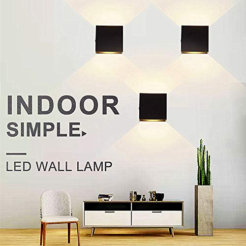 Indoor LED Wall Sconce Light Set of 2 Black Metal 10W Warm White (2 Count)