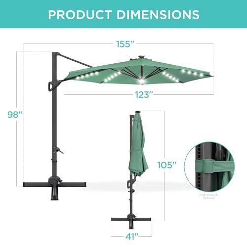 10ft Solar LED Cantilever Patio Umbrella