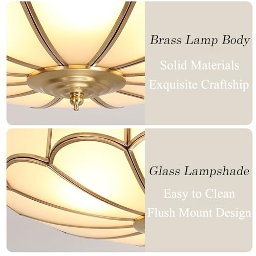 14 Inch Brass Flush Mount Ceiling Light