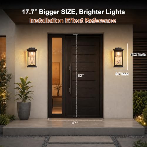 18" Oil Rubbed Bronze Large Outdoor Wall Lantern Dusk to Dawn Coach Light Modern Extra Large Deep Brown Exterior Sconce Waterproof Metal with Crack