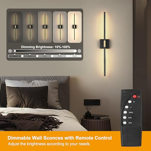Black Gold Battery Operated Wall Sconces with Remote 1 Pack