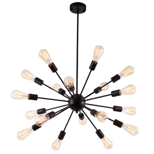 18 Light Black Sputnik Light Fixture