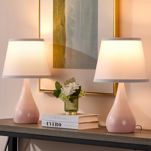 17.3'' Modern Touch Pink Table Lamp Set of 2 with 3 Way Dimmable (2 Count)