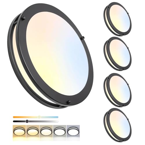 13inch LED Flush Mount Ceiling Light Fixture Dimmable Matte Black (4 Count)
