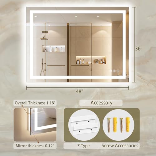 36"x48" LED Bathroom Mirror with Lights