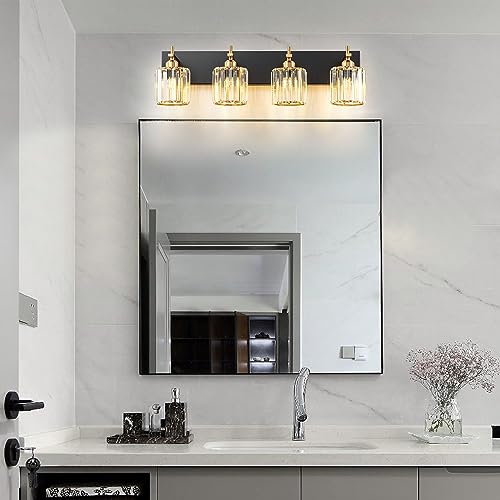 Black Gold Crystal Bathroom Vanity Light