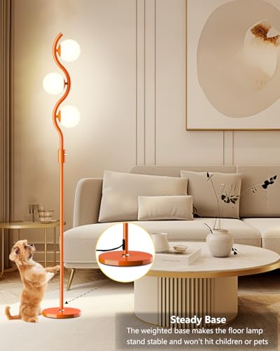 60IN Dimmable Orange Globe Floor Lamp (3 Count)