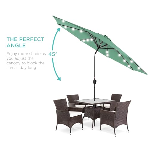 10ft Solar Polyester LED Lighted Patio Umbrella w