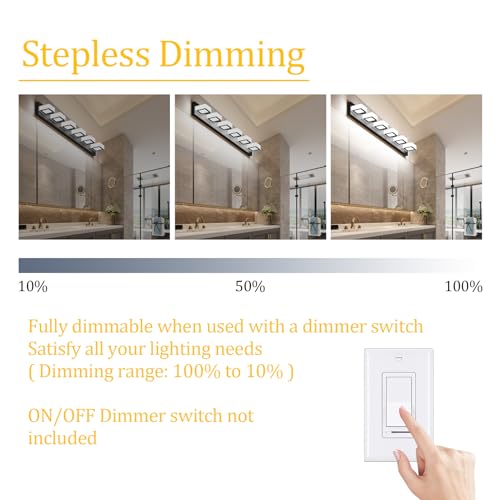 Black Bathroom Lights Fixtures Dimmable 5 Color Temperature Black Acrylic Modern Matte Black Vanity Light for Bathroom 40.4inch