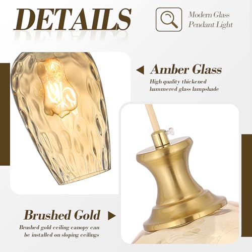 Amber Glass Pendant Lights Kitchen Island