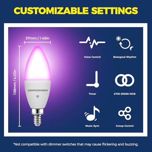 E12 Smart Bulbs 60W Work with Alexa (3 Count)