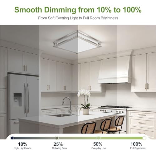 Square Flush Mount Ceiling Light (Brushed Nickel / 2 Packs)