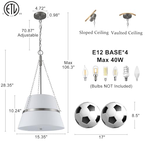 15" Brushed Nickel Drum Chandelier