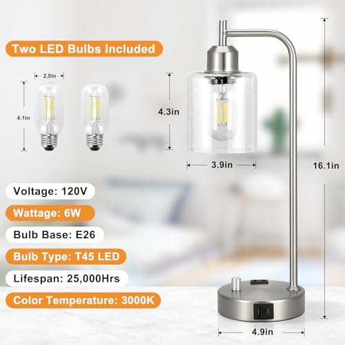 Industrial Table Lamps for Bedrooms Set of 2 (2 Count)