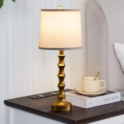 24" Small Gold Buffet Lamps Set of 2 with USB A+C Ports (2 Count)