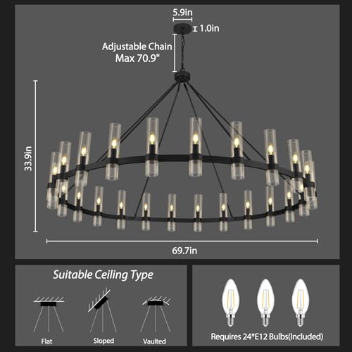 Black Wagon Wheel Chandelier