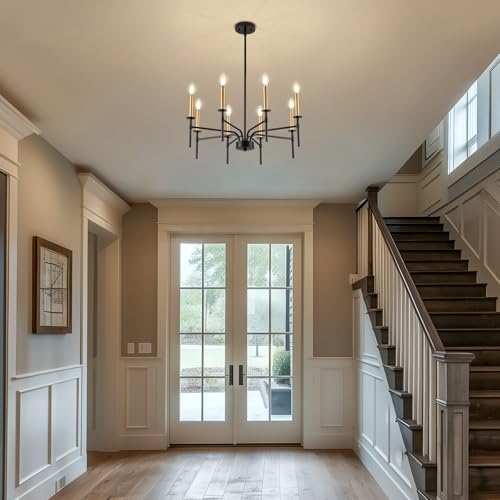 Modern Farmhouse Black and Gold Chandeliers for Dining Room