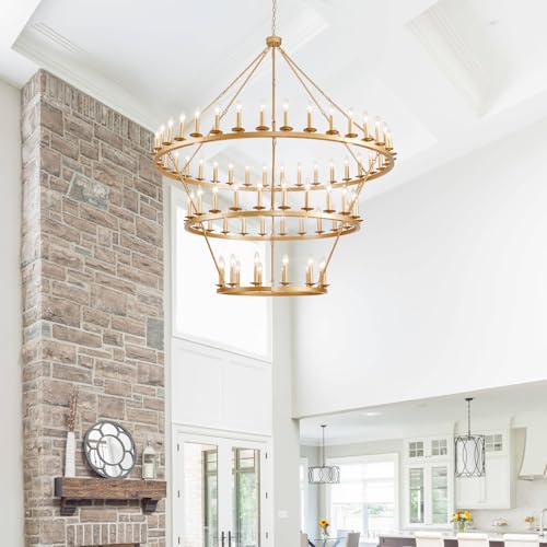 3 Tier Gold Wagon Wheel Chandelier