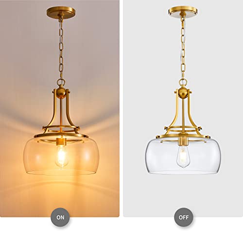 Chandelier Rustic Farmhouse Industrial Round Ceiling Pendant LED Light Fixture with Clear Glass Shades for Dining Room Kitchen Island Foyer Entryway