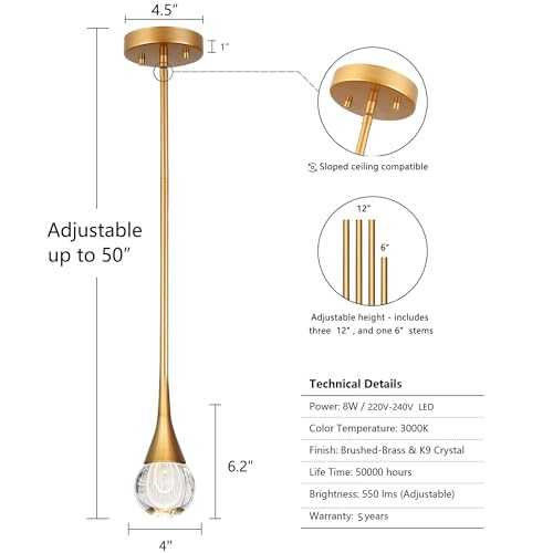 Gold Pendant Lights Kitchen Island (2 Count)
