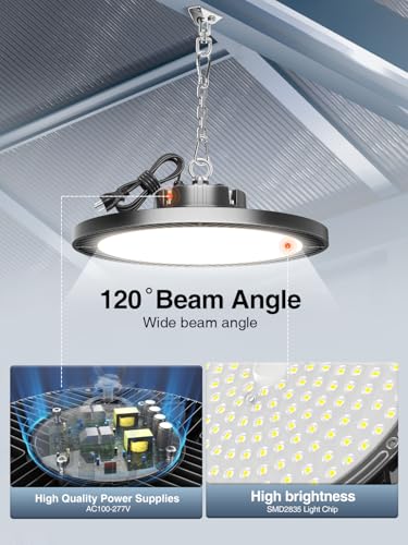 Super Bright 250W 35000LM Led High Bay Light 4 Pack for Garage Shop (4 Count)