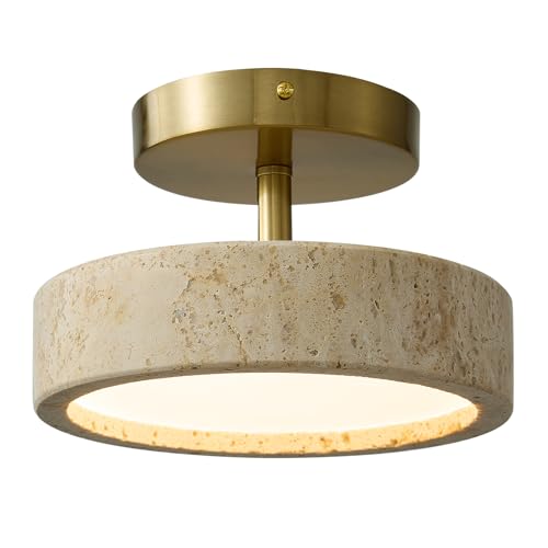 8Inch Travertine Flush Mount Ceiling Light