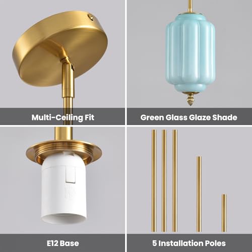 Vintage Blue Glass Pendant Lights 3
