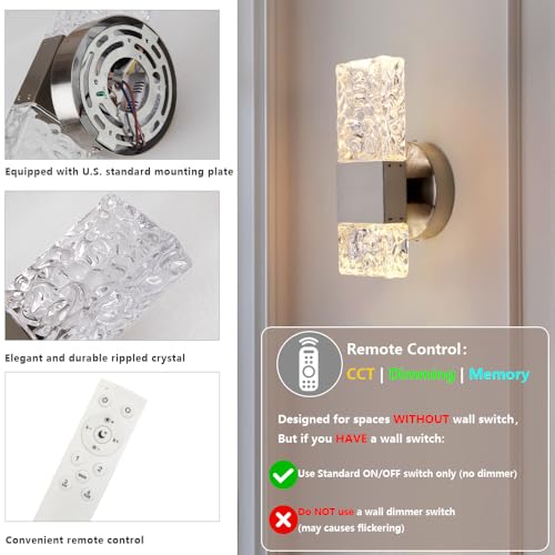 Brushed Nickel Crystal Wall Sconce