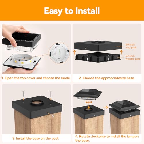 Solar Post Cap Lights for 4x4 Wood (2 Count)