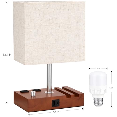 Brown Wood Grain Bedside Lamp