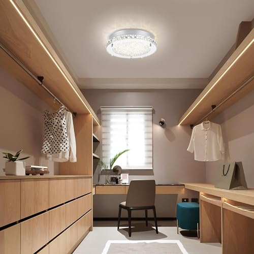 Crystal Ceiling Light Modern 13 Inch Dimmable Flush Mount Ceiling Light 18W