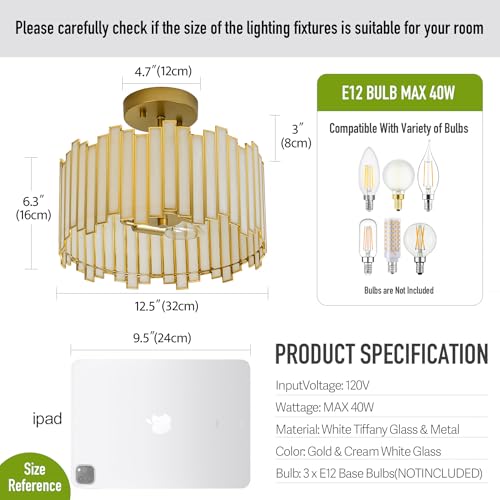 Gold Ceiling Light Fixture Drum Shape
