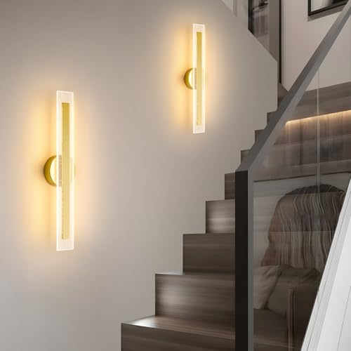 LED Wall Sconce Light Gold Wall Sconces Hardwired Wall Mounted Lamps for Living Room Bedroom Bedside Bathroom Hallway 22.8"