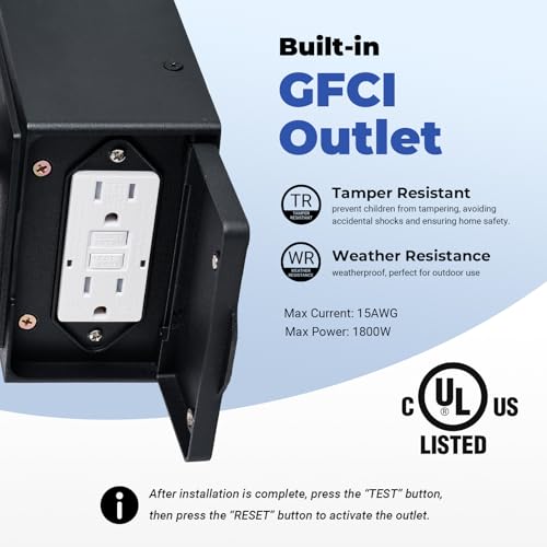 2 Pack Black Porch Lights Outdoor with GFCI Outlet (2 Count)