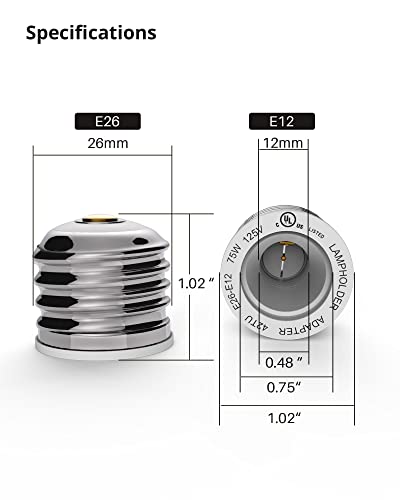 UL Listed E26 to E12 Adapter (6 Count)