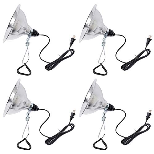 Clamp Lamp Light Socket with 8.5 Inch Aluminum Reflector (4 Count)