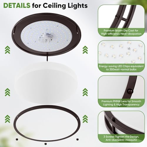 16in 50W LED Flush Mount Ceiling Lights 5600lm Super Bright (2 Count)